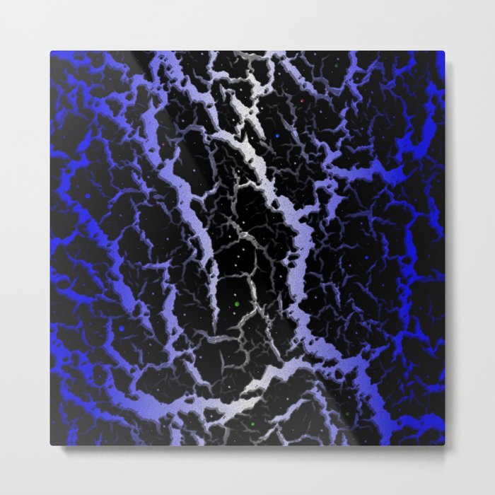 Cracked Space Lava - Blue/White Metal Print