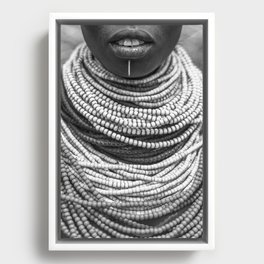 The Karo Necklace - Ethiopia - Black And White Photography - Africa - Tribal Art - African American Art Framed Canvas