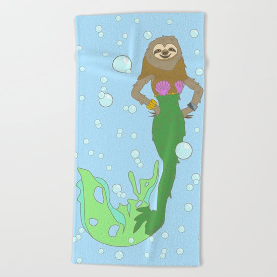 Sloth Mermaid Beach Towel