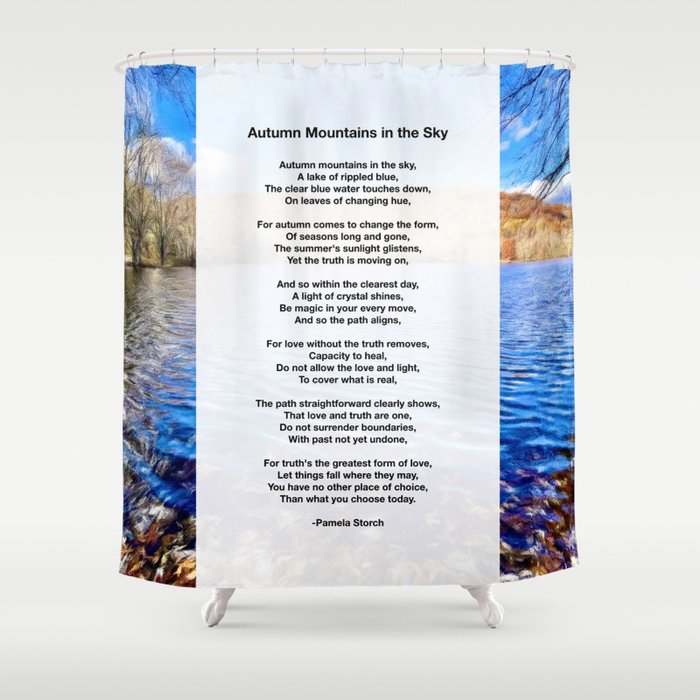 Autumn Mountains in the Sky Poem Shower Curtain