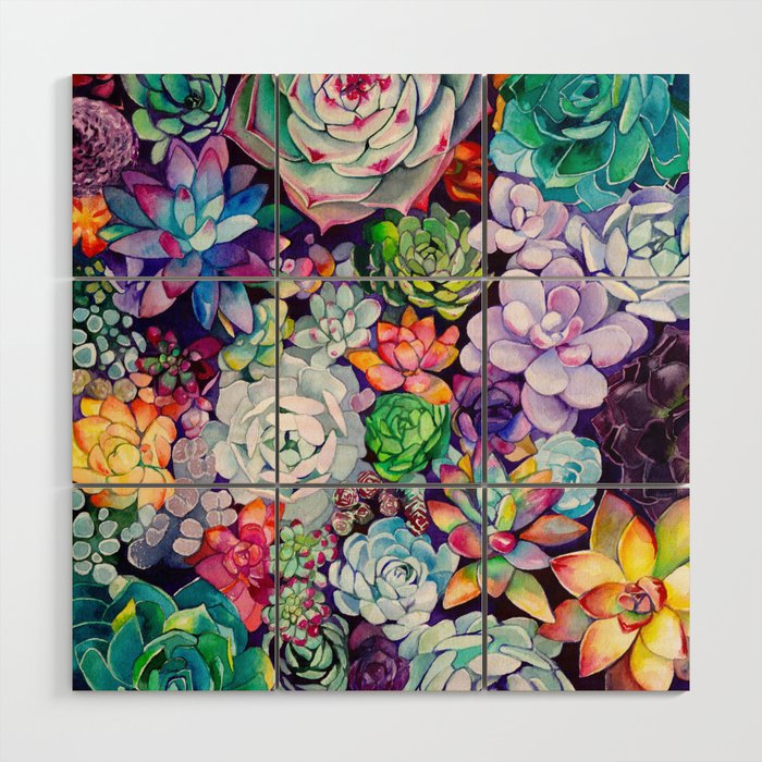 Succulent Garden Wood Wall Art by Christine Lindstrom | Society6