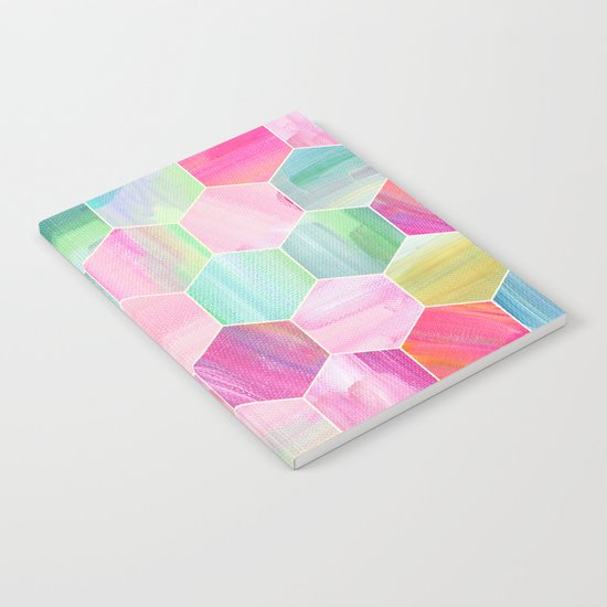 Pretty Pastel Hexagon Pattern in Oil Paint Notebook
