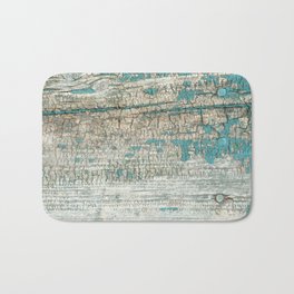 Rustic Wood Turquoise Weathered Paint Wood Grain Badematte