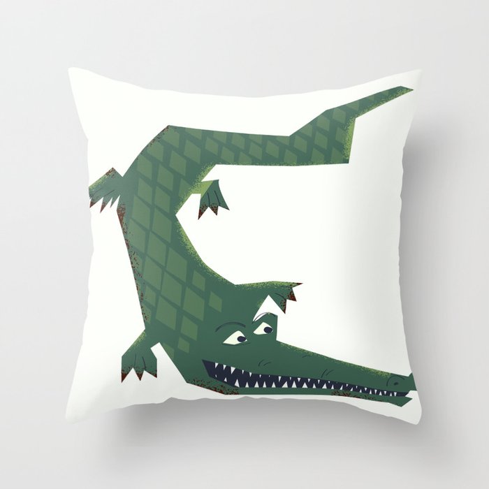 Snapping vintage Alligator Throw Pillow