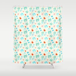 Colorful Crabs, Sea Glass, Bright, Cheerful Crab Pattern Shower Curtain