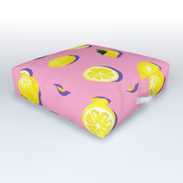 Pink Lemon ~ 80's Pattern Outdoor Floor Cushion