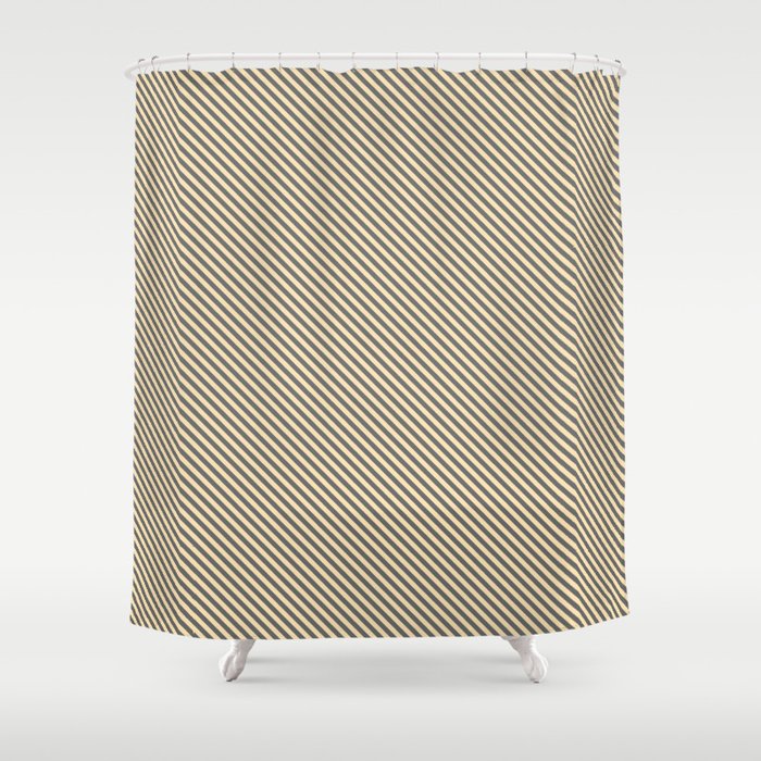 Dim Grey & Beige Colored Lines/Stripes Pattern Shower Curtain