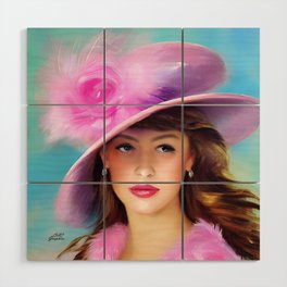 Pink and Purple Derby Feather Hat Wood Wall Art