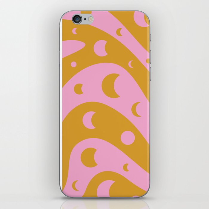 Abstract Moon Phases Liquid Swirl in Gold PInk iPhone Skin