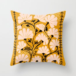 Ever blooming good vibes mustard yellow Throw Pillow