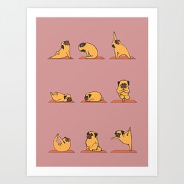 Pug Yoga In Pink Art Print