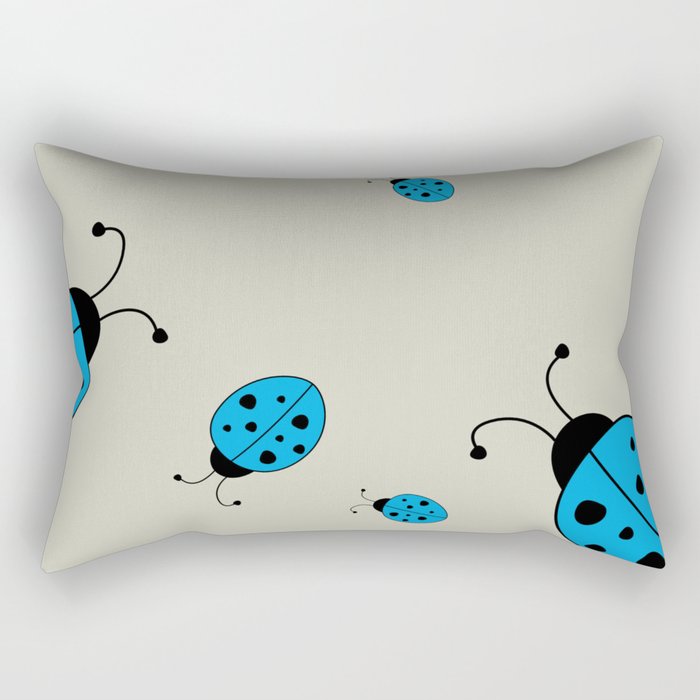 Ladybugs-Beige+Blue Rectangular Pillow
