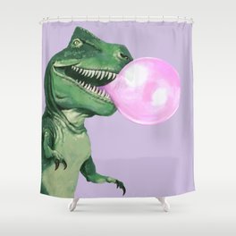Bubble gum T-Rex in Purple Shower Curtain