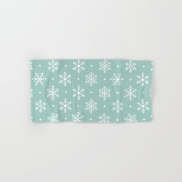 Christmas Pattern Turquoise White Snowflake Hand & Bath Towel