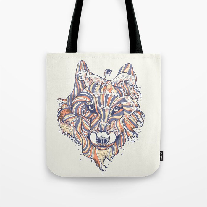 Wave Wolf Tote Bag