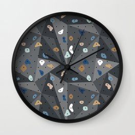 Colorful boulders for climbing lovers sports pattern cool blue gray  Wall Clock