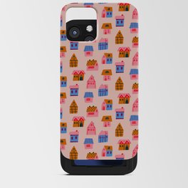 houses/ house pattern/ village/tiny houses/ pink and blue/ house illustration/ cute pattern iPhone Card Case