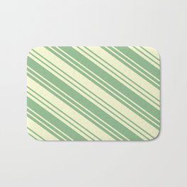 [ Thumbnail: Dark Sea Green & Light Yellow Colored Stripes/Lines Pattern Bath Mat ]