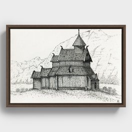 Stave Church Framed Canvas