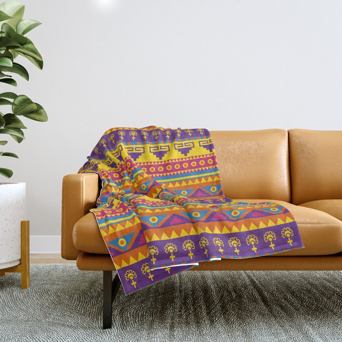 vivid mexican pattern Throw Blanket