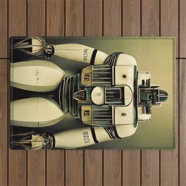 Retro-Futurist Robot Outdoor Rug