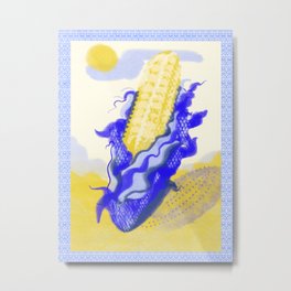 Maize Azul / Blue Corn Worship Metal Print | Mexicancorn, Mahiz, Maize, Indigenous, Latina, Mexicanart, Latinx, Painting, Maiz, Chicano 