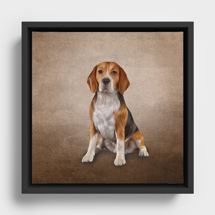 Drawing Dog Beagle Framed Canvas