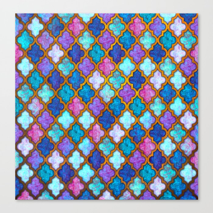 Moroccan tile iridescent pattern Canvas Print