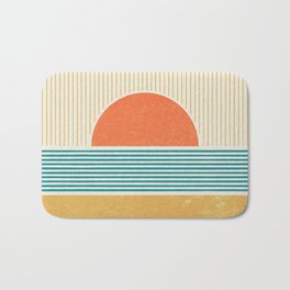 Sun Beach Stripes - Mid Century Modern Abstract Bath Mat