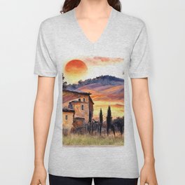 Landscapes of Tuscany V Neck T Shirt