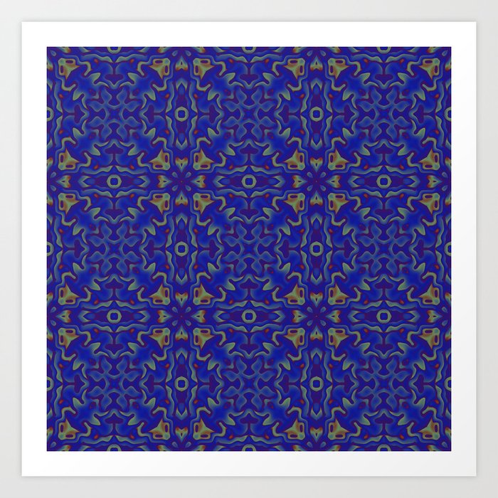 Elegant bright violet blue flower ornaments Art Print