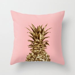 Elegant gold & pink pineapple Throw Pillow