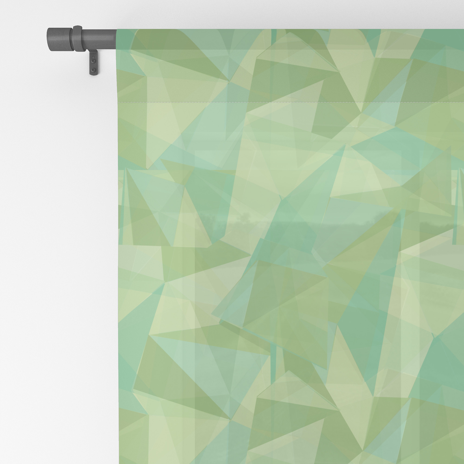 Abstract Polygon Summer Green Cubism Low Poly Triangle Design 2 Sheer Curtain By Pipafineart
