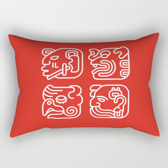 Mayan Glyphs ~ Heads Rectangular Pillow