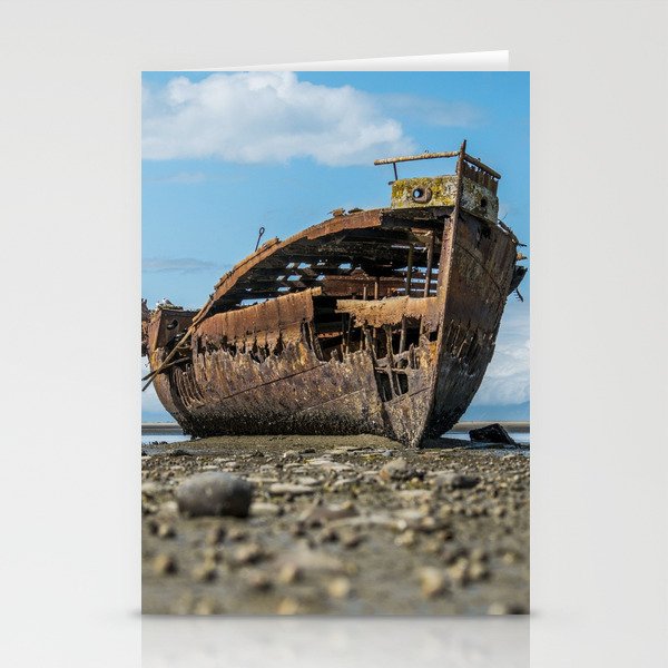 New Zealand Photography - Abandoned Shipwreck On The Stoney Beach  Stationery Cards