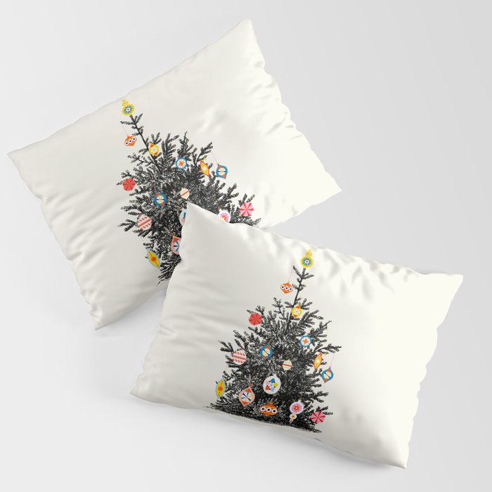 Retro Decorated Christmas Tree Pillow Sham by showmemars Society6