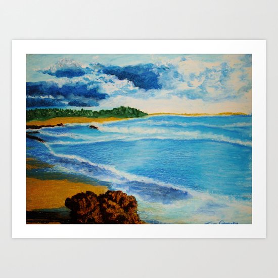 Cloudy Beach Art Print