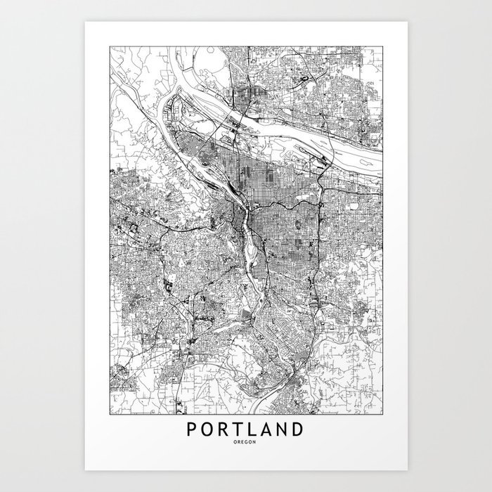 Portland White Map Kunstdrucke Portland White Map Kunstdrucke