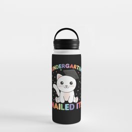 Kids Kindergarten Nailed It Cat Graduation Water Bottle