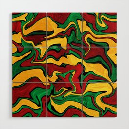 Rasta abstract fluid art, reggae colors liquid marble pattern Wood Wall Art