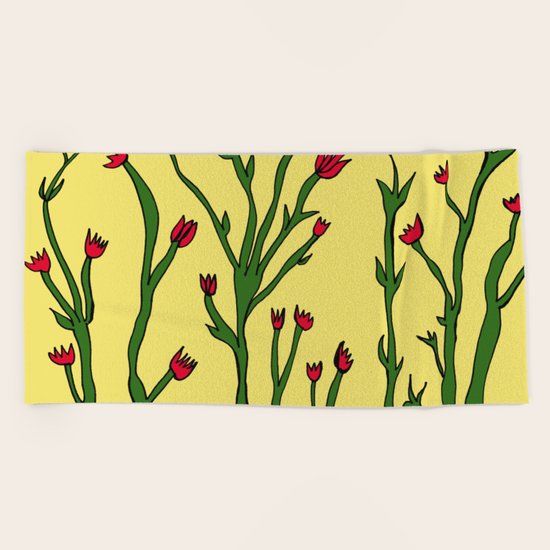 Long flowers Beach Towel
