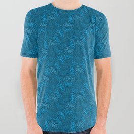 Bicycles in Blue All Over Graphic Tee