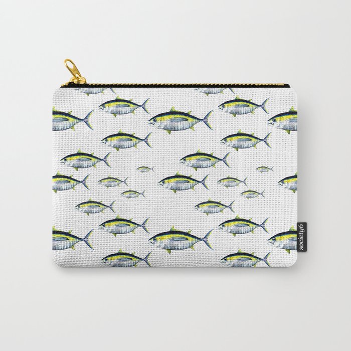 Bigeye Tuna, Watercolor Illustration, Fish, Pattern, Repeat, School of Fish Carry-All Pouch