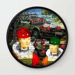 THE LAMP POST II Wall Clock | Vintage, Landscape, Collage, Painting 