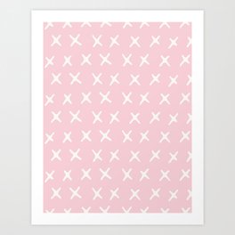Minimalistic Abstact X Letters Pattern Pink Art Print