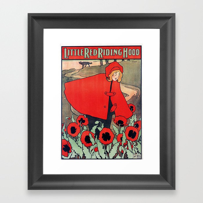 john hassall vintage english poster - Little red riding hood Framed Art Print