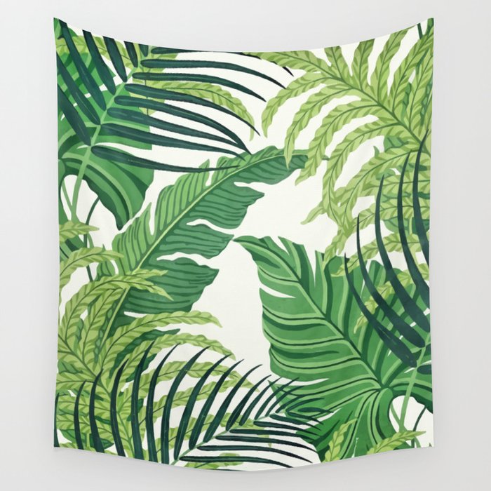 Green Tropical Leaves Ii Wall Tapestry By Catyarte Society6