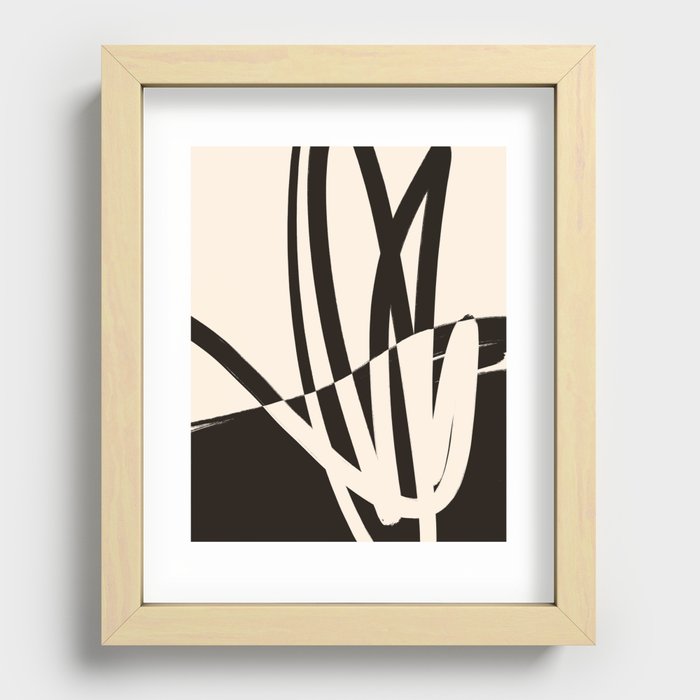 Black and White Abstract Simple Shapes Recessed Framed Print