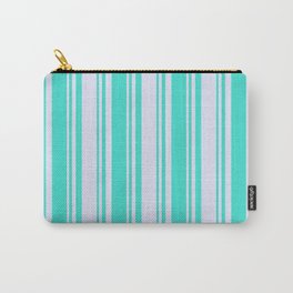 [ Thumbnail: Lavender & Turquoise Colored Pattern of Stripes Carry-All Pouch ]