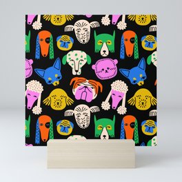 Funny colorful dog cartoon pattern Mini Art Print